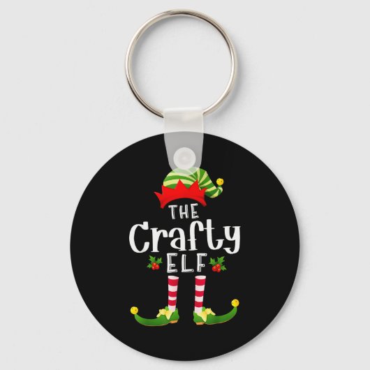 Crafty Christmas Elf Matching Pajama X-mas Party  Sleutelhanger (Voorkant)