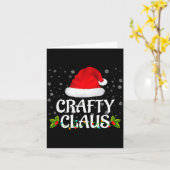 Crafty Claus Christmas Lights Santa Pajama Family  Kaart (Gele Bloem)