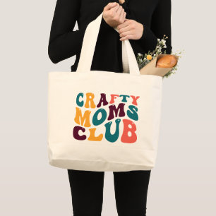Crafty Moms Club Souvenir Retro Stijl Groovy Grote Tote Bag