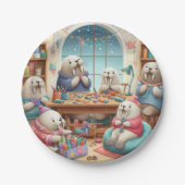 Crafty Walrus Verjaardag Bash Paper Borden Papieren Bordje (Voorkant)