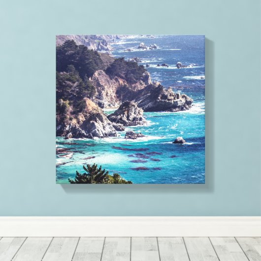 Craggy Coastline van de Zee Canvas Print (Insitu (Houten vloer))