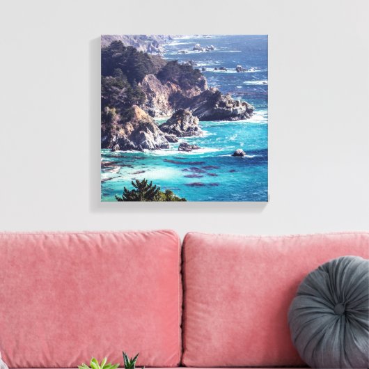 Craggy Coastline van de Zee Canvas Print (Insitu (Woonkamer))