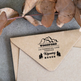 Craggy Mountain-Topjes en Spruces Rustic Retro Zelfinktende Stempel