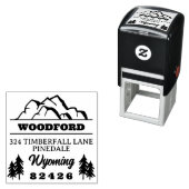 Craggy Mountain-Topjes en Spruces Rustic Retro Zelfinktende Stempel (In situ)