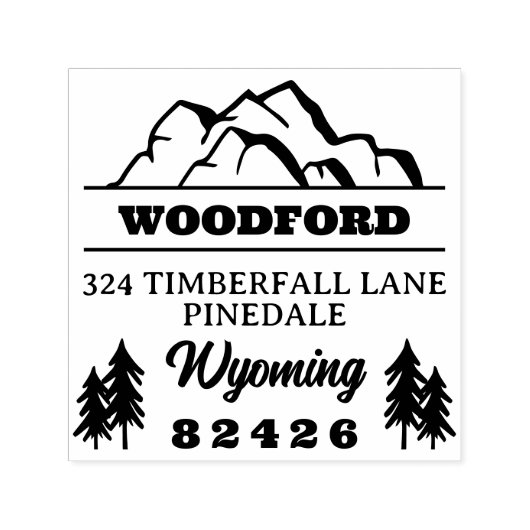 Craggy Mountain-Topjes en Spruces Rustic Retro Zelfinktende Stempel (Design)