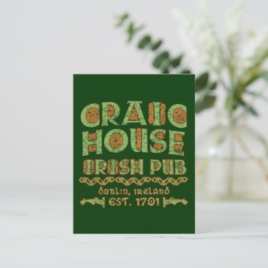 CRAIC HOUSE IRISH PUB Dublin Est 1701 Briefkaart (Staand voorkant)