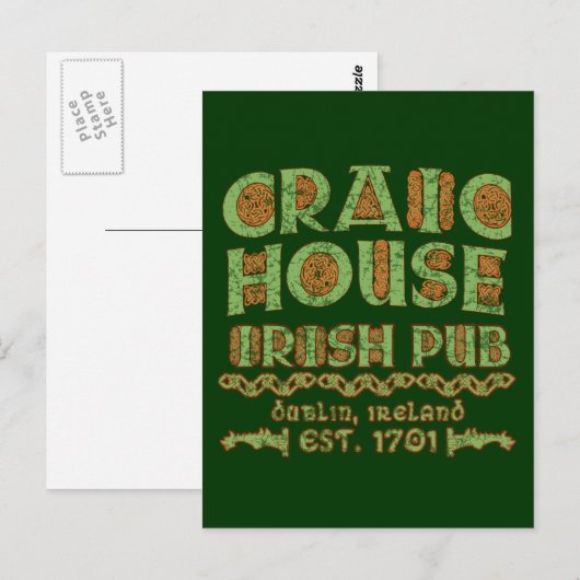 CRAIC HOUSE IRISH PUB Dublin Est 1701 Briefkaart (Voorkant / Achterkant)