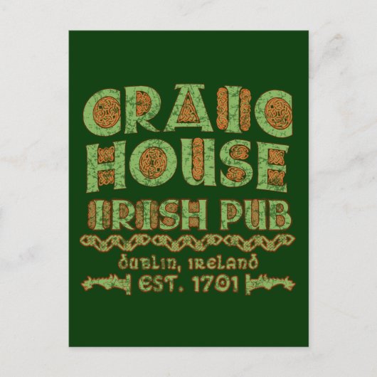 CRAIC HOUSE IRISH PUB Dublin Est 1701 Briefkaart (Voorkant)