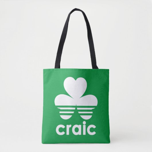 Craic Three Stripes St Patricks Day Irish Shamrock Tote Bag (Voorkant)