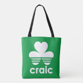 Craic Three Stripes St Patricks Day Irish Shamrock Tote Bag (Achterkant)