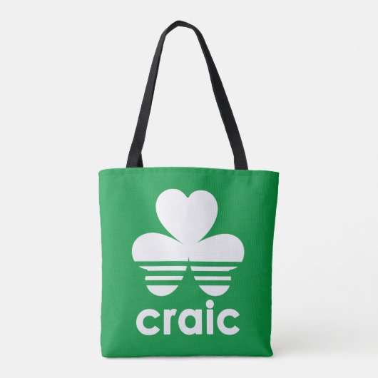 Craic Three Stripes St Patricks Day Irish Shamrock Tote Bag (Achterkant)