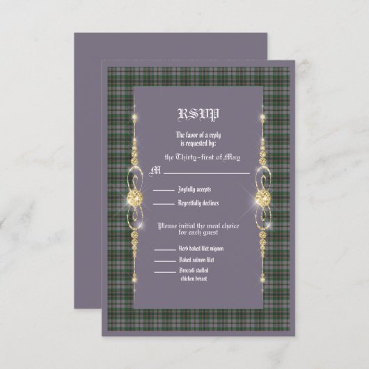 Craig Ancient Tartan Wedding RSVP (Voorkant / Achterkant)