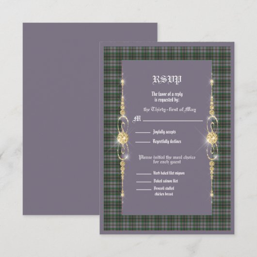 Craig Ancient Tartan Wedding RSVP Kaartje (Voorkant / Achterkant)