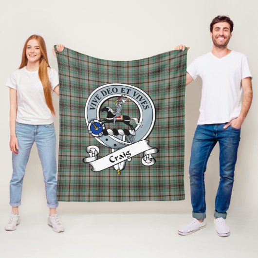 Craig Clan Badge Tartan Pset Fleece Deken (In situ)