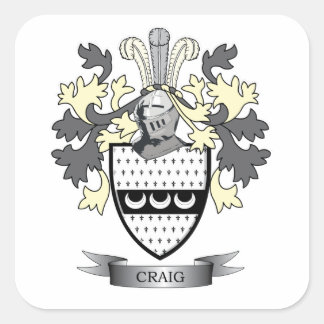Craig Family Crest Coat. Vierkante Sticker