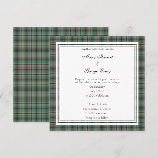 Craig Schotse bruiloft vierkante uitnodiging (Voorkant / Achterkant)