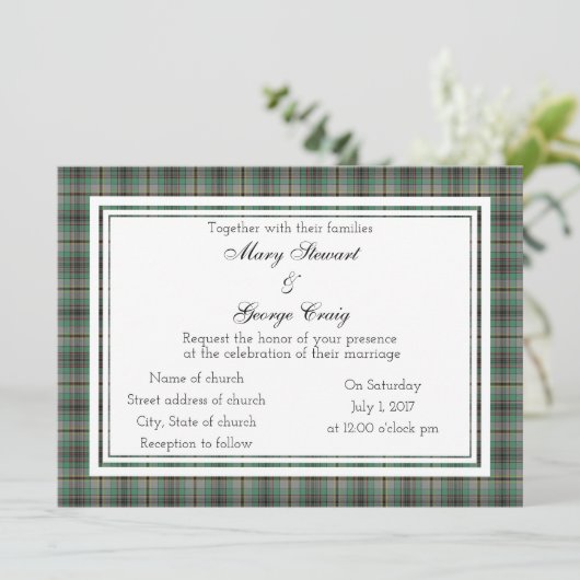 Craig Scottish Wedding Invitation Kaart (Staand voorkant)