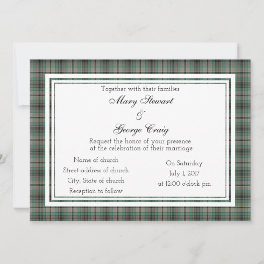 Craig Scottish Wedding Invitation Kaart (Voorkant)