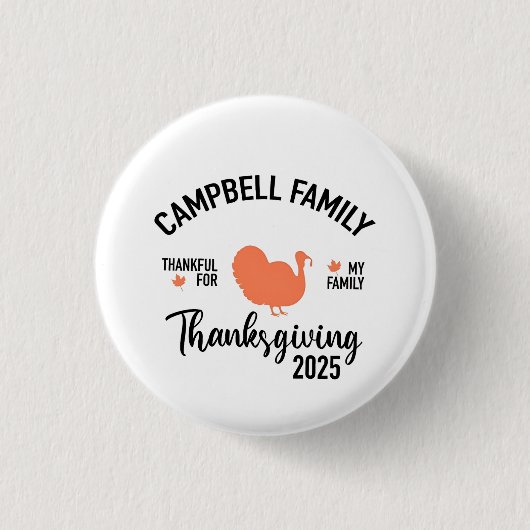 Crampbell Familie 2025 Thanksgiving Kerstmaal  Ronde Button 3,2 Cm (Voorkant)
