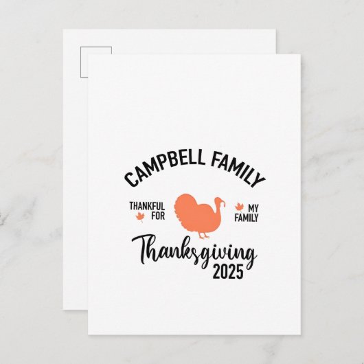 Crampbell Family 2025 Thanksgiving Turkije Diner Uitnodiging Briefkaart (Voorkant / Achterkant)