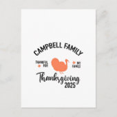 Crampbell Family 2025 Thanksgiving Turkije Diner Uitnodiging Briefkaart (Voorkant)