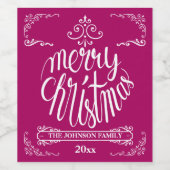 Cranberry and White Typography Holiday Wijn Etiket (Enkel label)