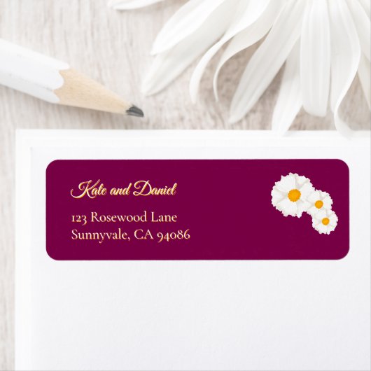 Cranberry Bloem Bruiloft Retouradres Label (Insitu)