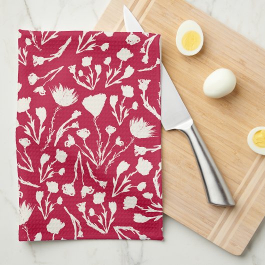 Cranberry Bloemen voor Keuken Gift Theedoek (Quarter Fold)