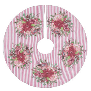 Cranberry Bloemendessin Streep Poinsettia Bloemen Kerstboom Rok