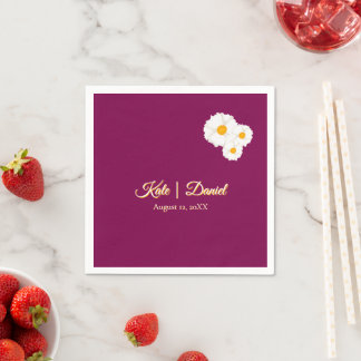 Cranberry Bloemige Huwelijks Papier Servet
