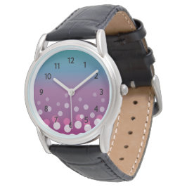 Cranberry-Blue Bubbles (met cijfers) Horloge