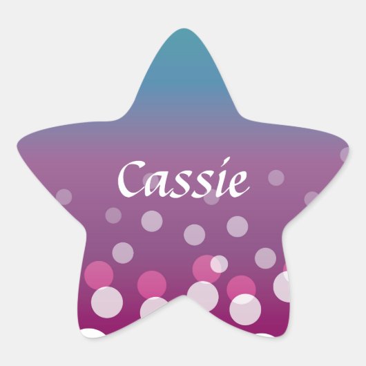 Cranberry-Blue Bubbles Ster Sticker (Voorkant)