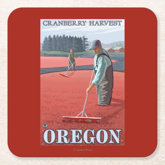 Cranberry Bogs Harvest Vintage Travel Poster Kartonnen Onderzetters (Voorkant)