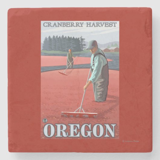 Cranberry Bogs Harvest Vintage Travel Poster Stenen Onderzetter (Voorkant)