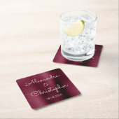 Cranberry Bourgondië Elegante bruiloft of receptie Kartonnen Onderzetters (Insitu)