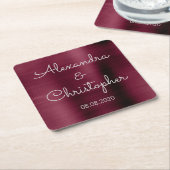 Cranberry Bourgondië Elegante bruiloft of receptie Kartonnen Onderzetters (Schuin)