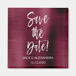 Cranberry Burgundy en White Save the Date Magnet