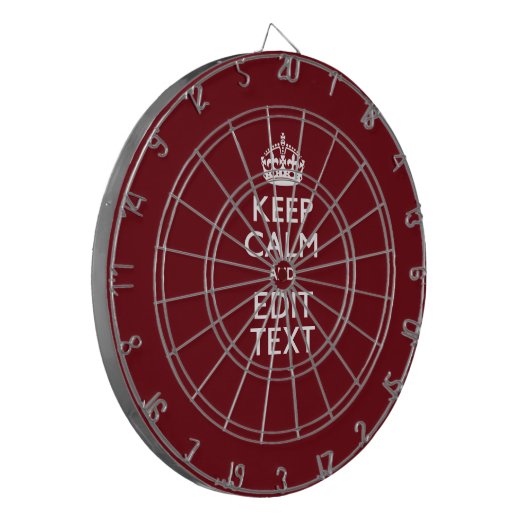 Cranberry Burgundy Keep Calm en Jouw tekst Dartbord (Voorkant Links)