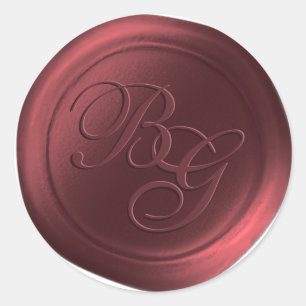 Cranberry Calligraphy Monogram Wax Seal Stickers