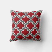Cranberry Charcoal White Moroccan Quatrefoil #5DS Kussen (Achterkant)