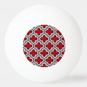 Cranberry Charcoal White Moroccan Quatrefoil #5DS Pingpongbal (Achterkant)