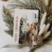 Cranberry Checkered Christmas Familiefoto Feestdagenkaart