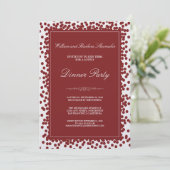 Cranberry Confetti Dinner Party Invitation Kaart (Staand voorkant)