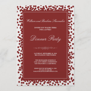 Cranberry Confetti Dinner Party Invitation Kaart