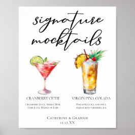 Cranberry Cutie Piña Colada Mocktails Menu Poster