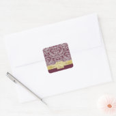 Cranberry Damask Gold Ribbon Save The Date Sticker (Envelop)