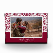 Cranberry Damask kerst op maat Fotoblokken (Voorkant)