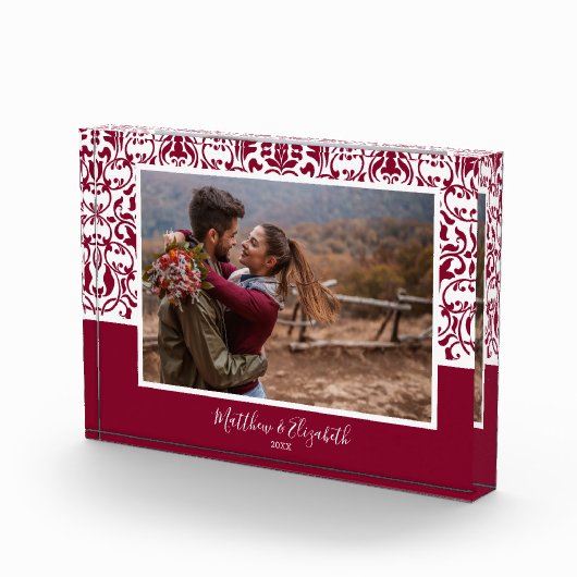 Cranberry Damask kerst op maat Fotoblokken (Rechts)