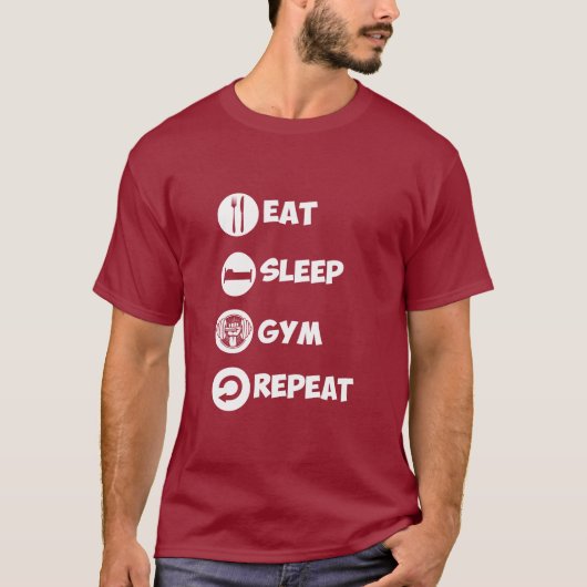 Cranberry Eat Sleep Gym Repo Pictogram T-shirt (Voorkant)
