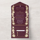 Cranberry Elegant Arch Art Nouveau Bruiloft All In One Uitnodiging (Binnen)